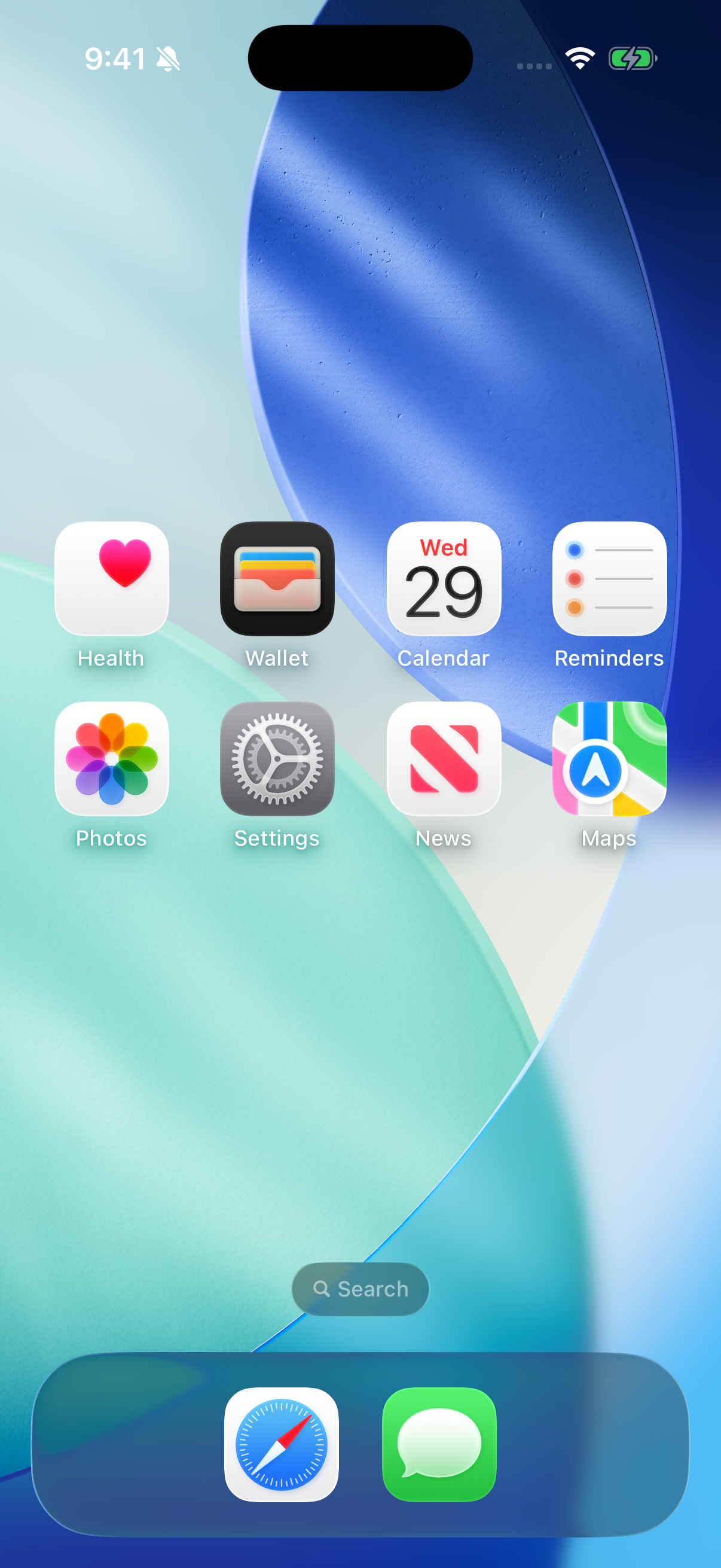 iPhone Home Screen with a medium Simple Pregnancy widget at the top.