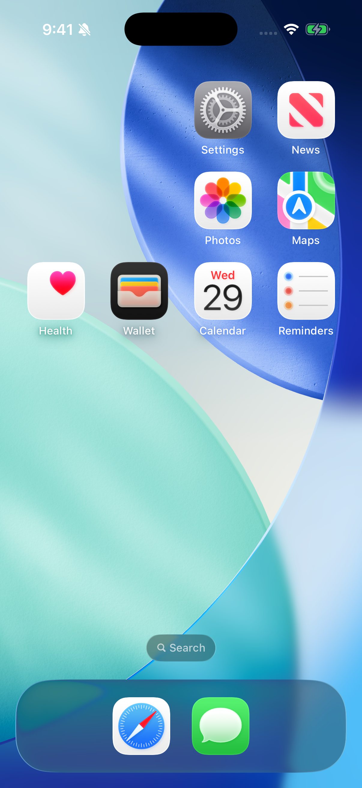 iPhone Home Screen with a small Simple Pregnancy widget in the upper-left position.